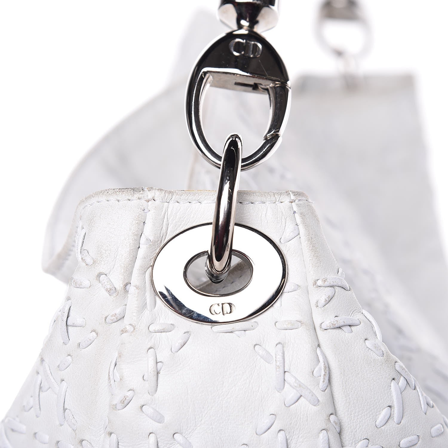 Christian Dior Lambskin Stitched Cannage Hobo White 16 of 19