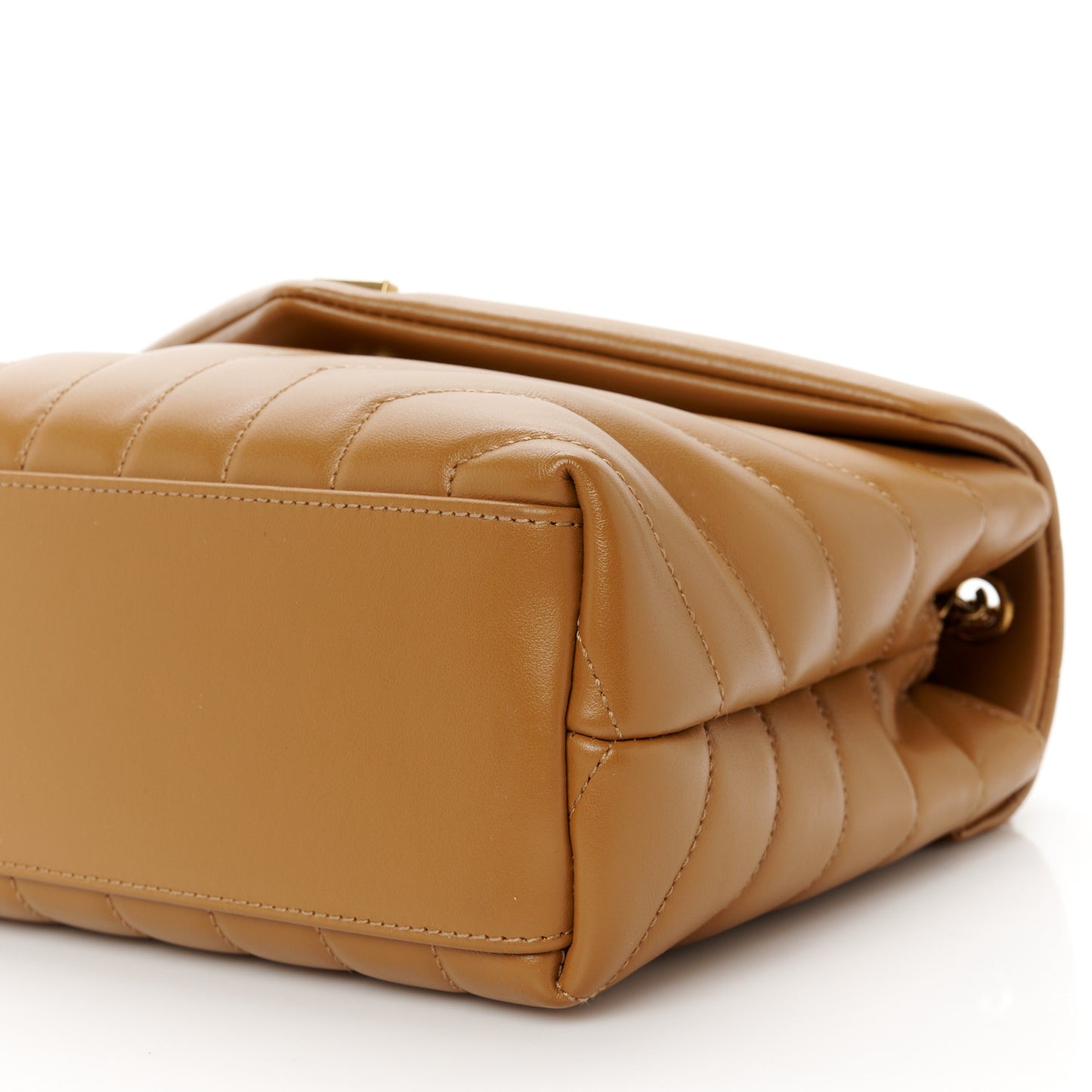 Calfskin Y Quilted Monogram Small Loulou Chain Satchel Dark Natural