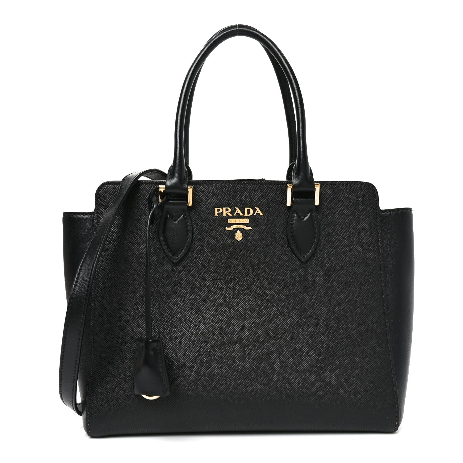 Prada Saffiano Soft Calfskin Small Zippered Tote Black 1 of 9