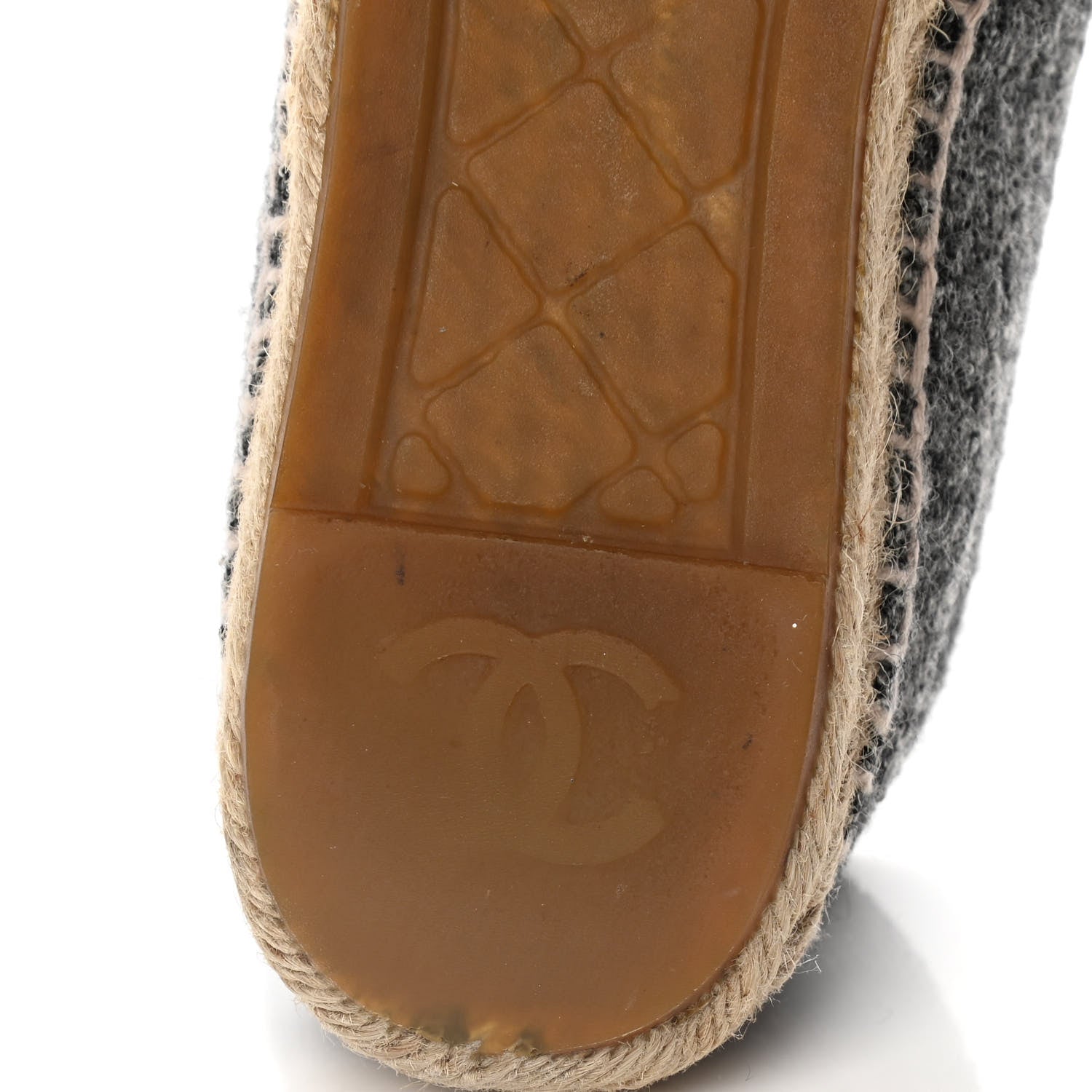 Chanel Tweed Velvet CC Espadrilles 36 Grey Black 9 of 14