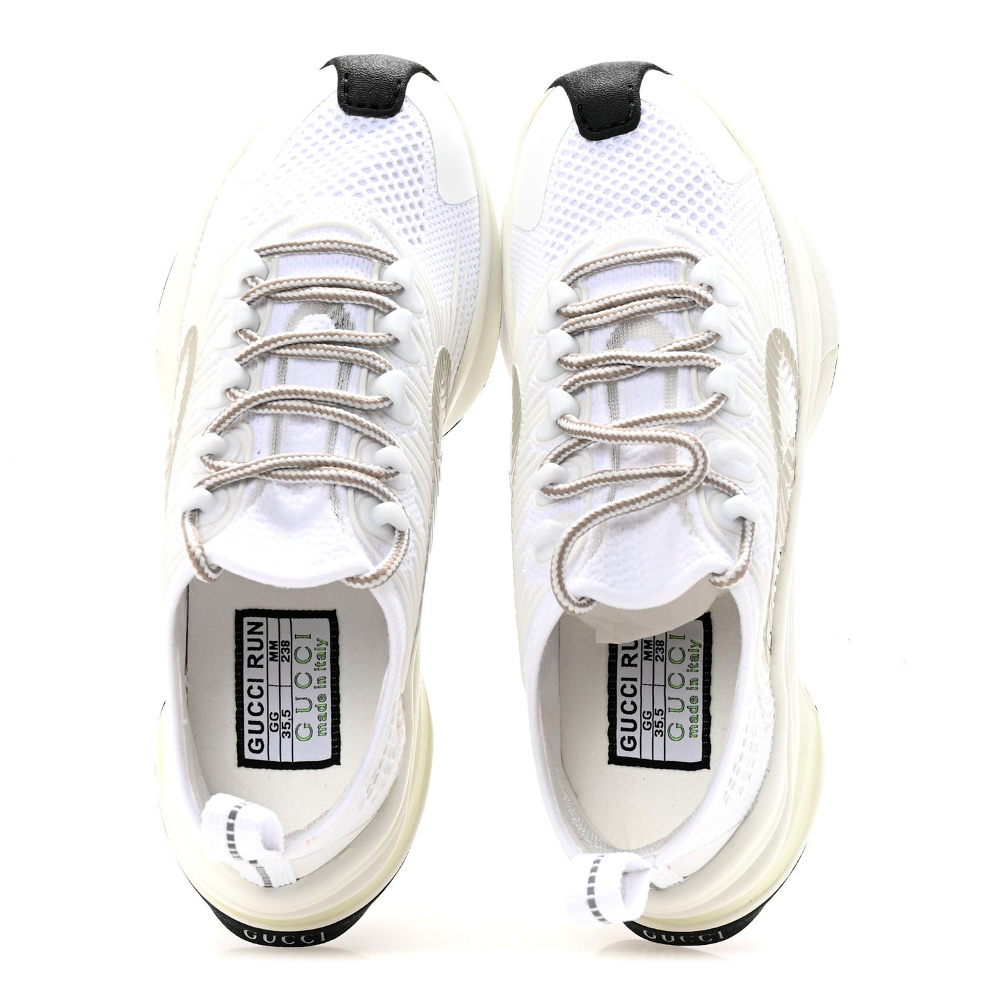 Technical Knit Fabric Waves Womens Gucci Run Sneakers 35.5 Great White Thunder