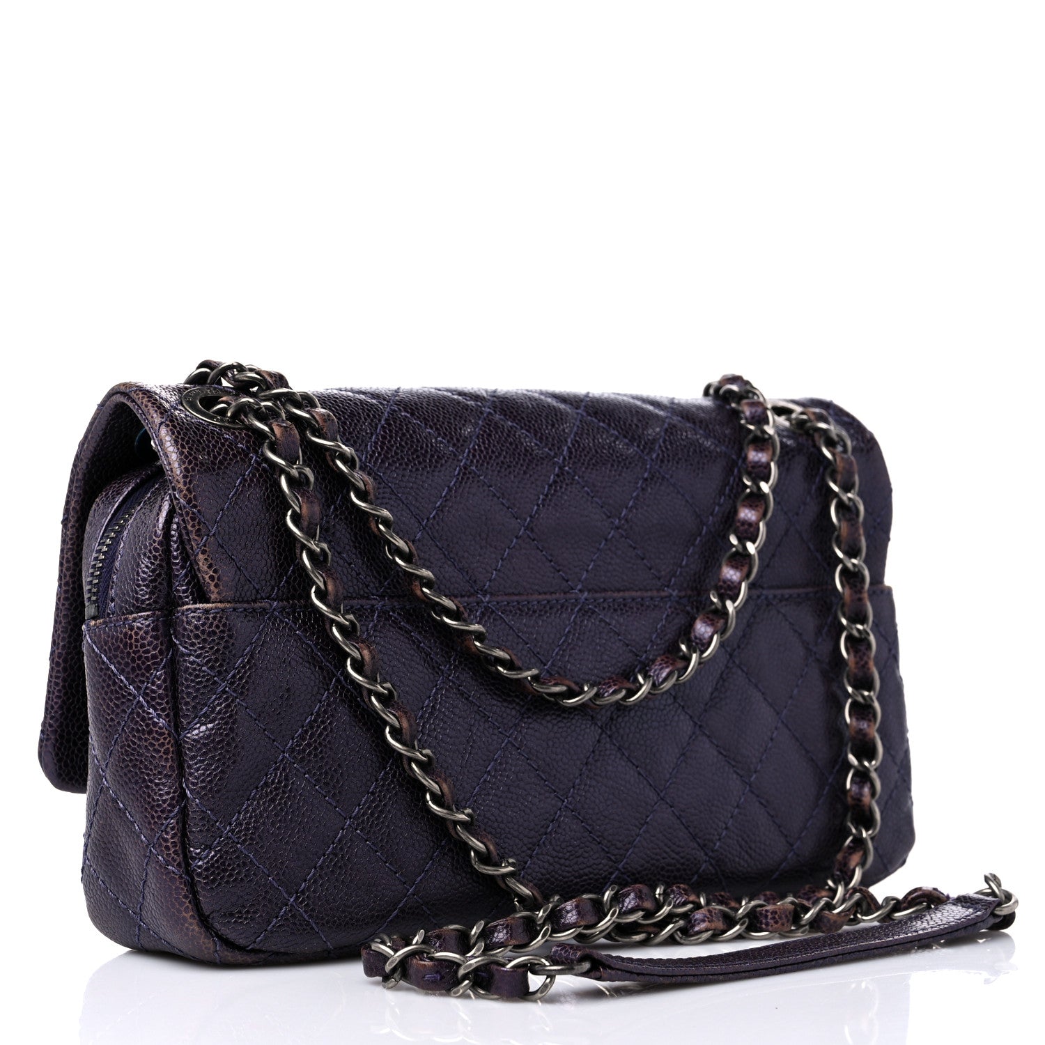 Chanel Iridescent Caviar Quilted Small Chic Flap Dark Purple 2 of 10