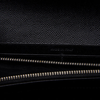 Saint Laurent Grain De Poudre Matelasse Chevron Monogram Flap Wallet Black 8 of 11