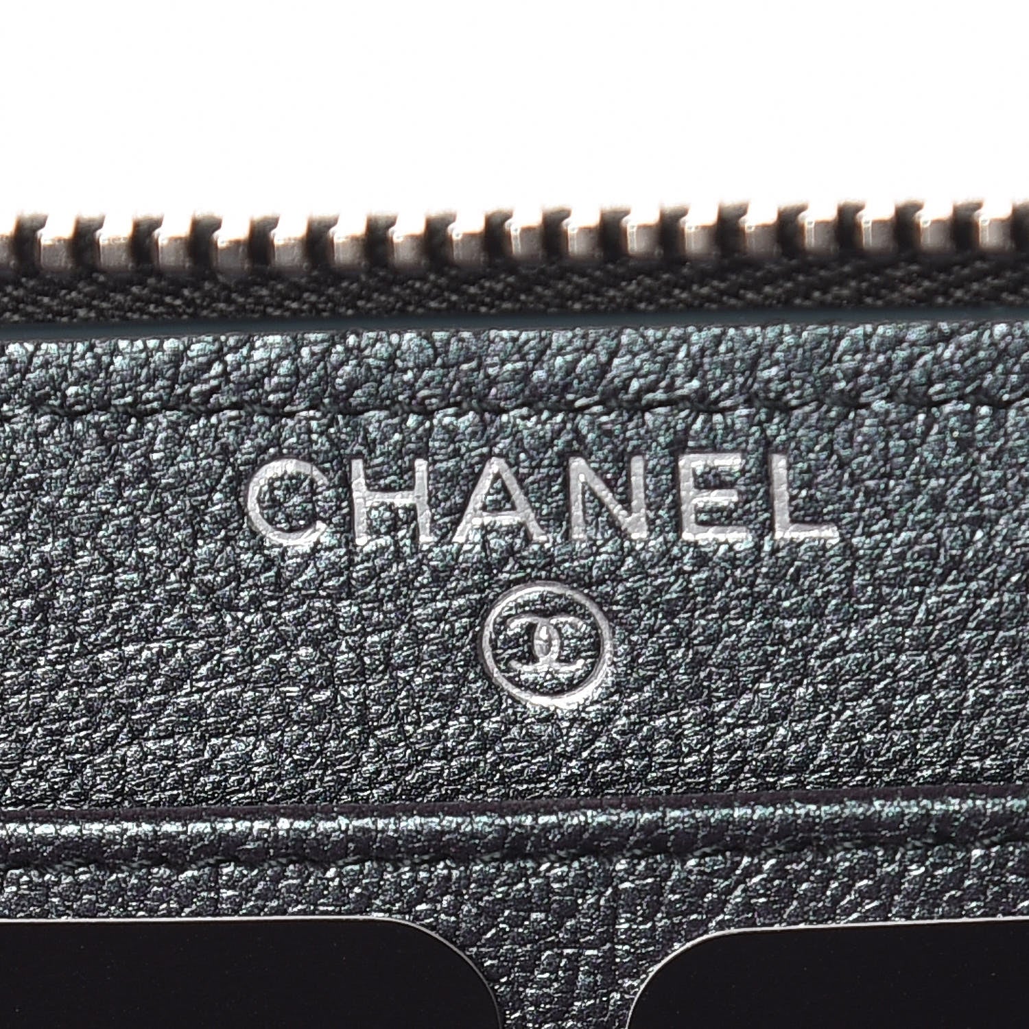 Chanel Iridescent Goatskin Quilted Large Zip Around Wallet Purple 8 of 11