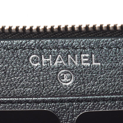 Chanel Iridescent Goatskin Quilted Large Zip Around Wallet Purple 8 of 11