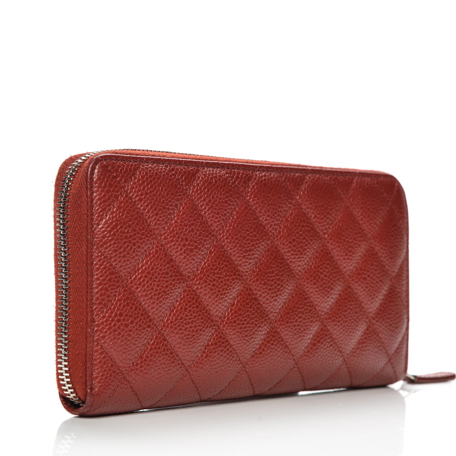 Chanel Caviar Quilted Large Gusset Zip Around Wallet Red 3 of 8