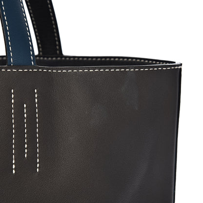 Hermes Veau Sikkim Double Sens 36 Reversible Tote Graphite Black Bleu Thalassa 15 of 19