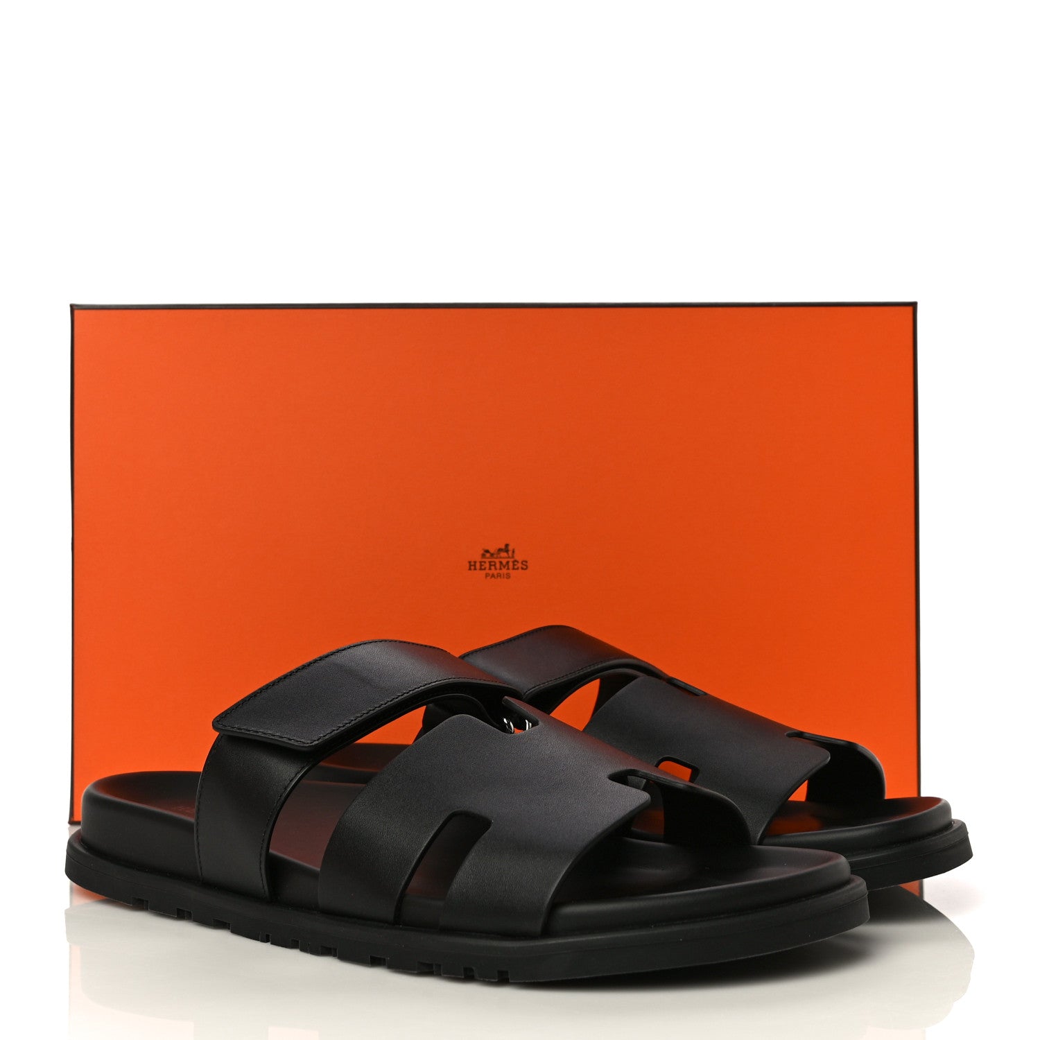 Hermes Calfskin Mens Chypre Sandals 43 Black 13 of 13
