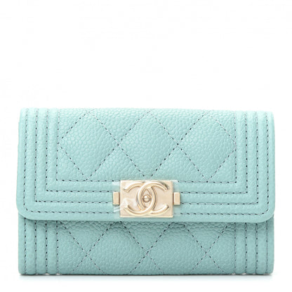 Chanel Caviar Quilted Boy Flap Card Holder Light Blue 1 of 9
