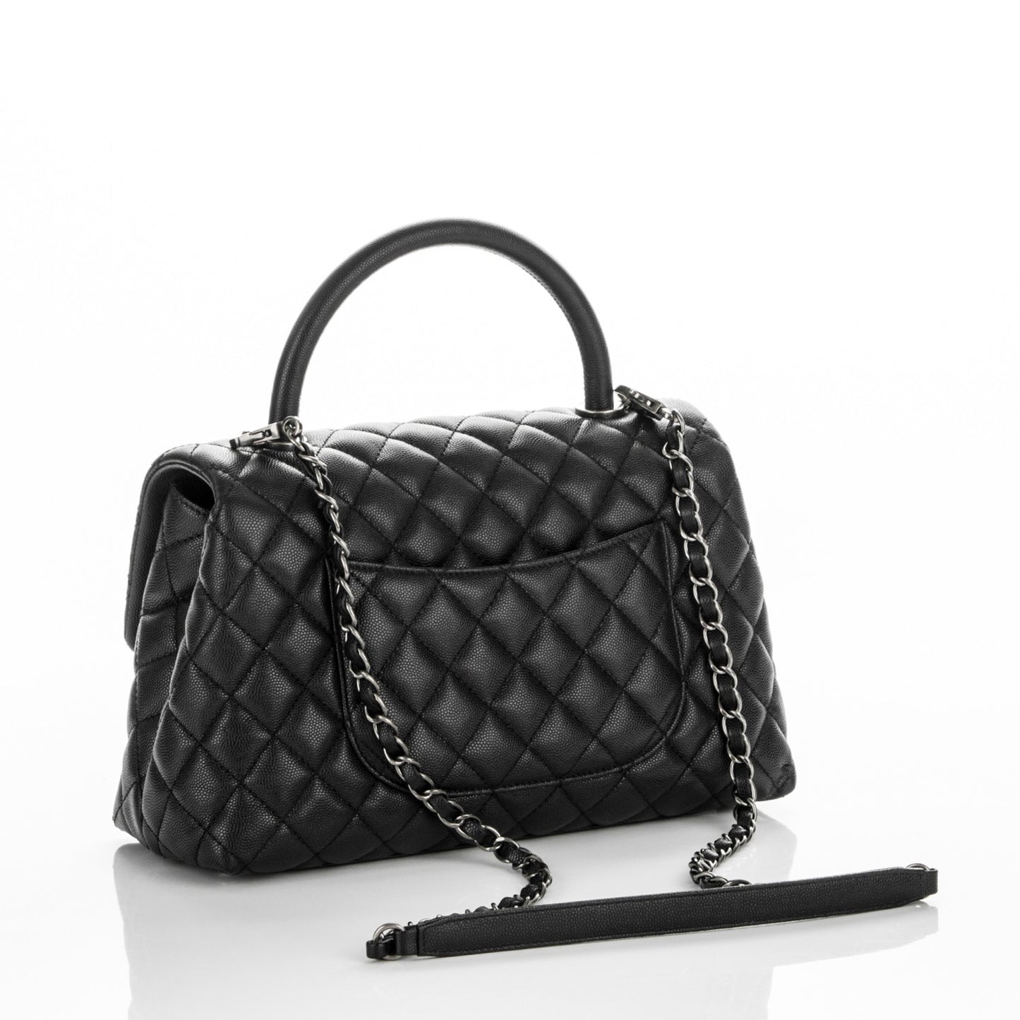 Caviar Quilted Small Coco Handle Flap Black