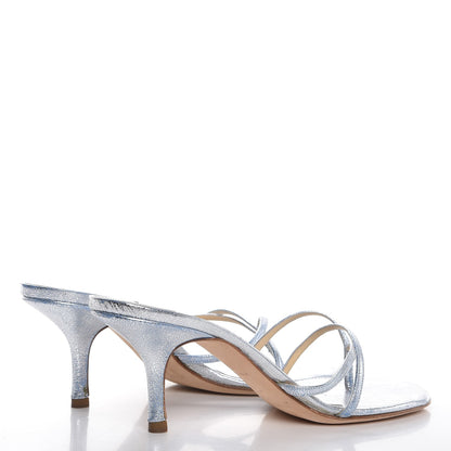Jimmy Choo Metallic Calfskin Sandals 38 Silver 4 of 11