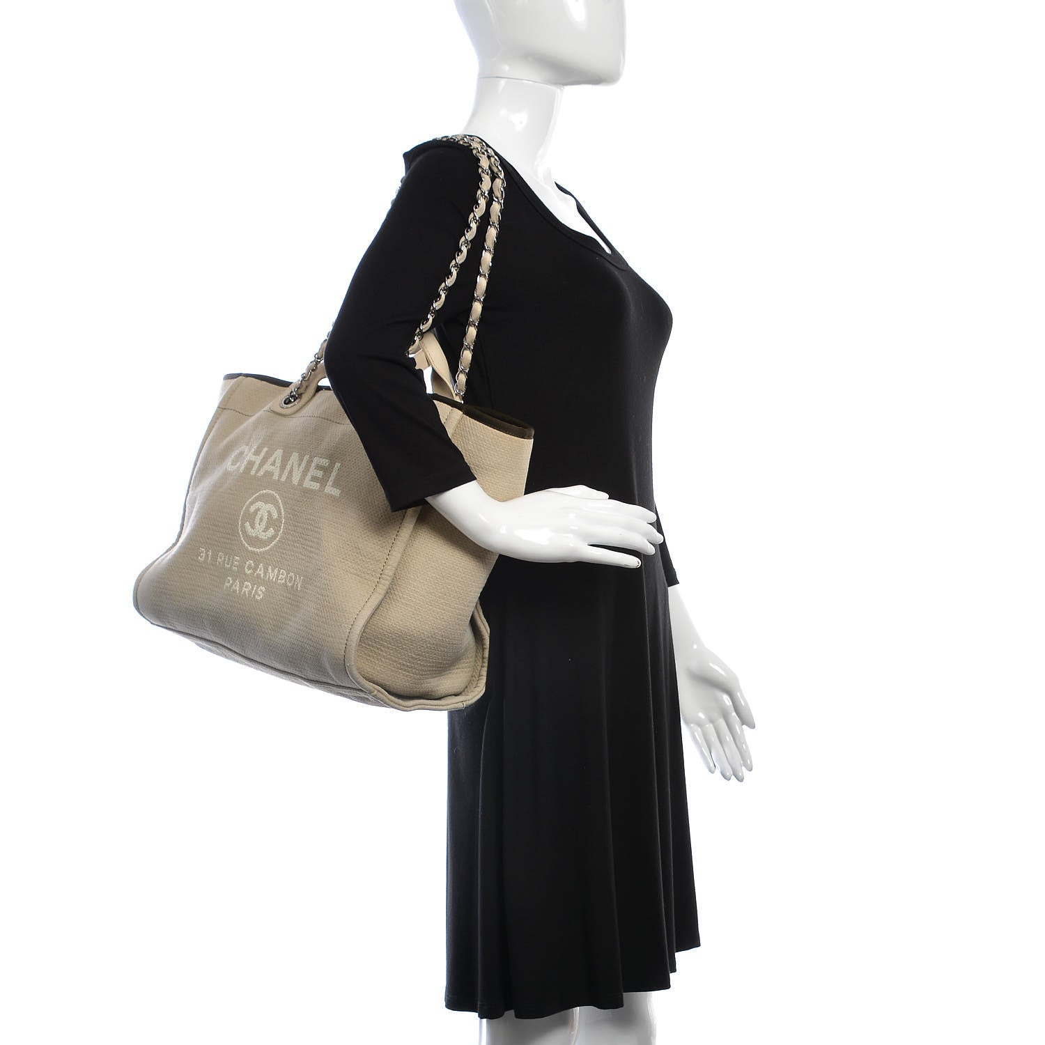 Chanel Canvas Medium Deauville Tote Beige 3 of 21