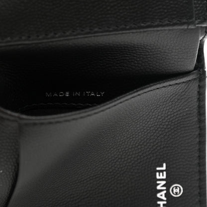 Chanel Caviar Camellia Embossed Compact Wallet Black 7 of 8