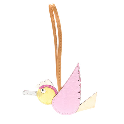 Hermes Ostrich Epsom Swift Birdy Bag Charm Mauve Sylvestre 1 of 5