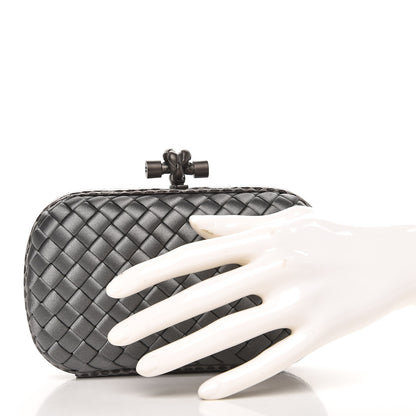 Bottega Veneta Satin Intreccio Impero Ayers Knot Clutch Light Grey 2 of 6