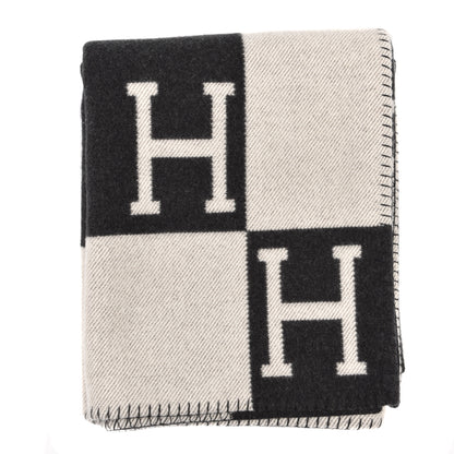 Hermes Wool Cashmere Avalon Blanket Ecru Gris Fonce 1 of 3