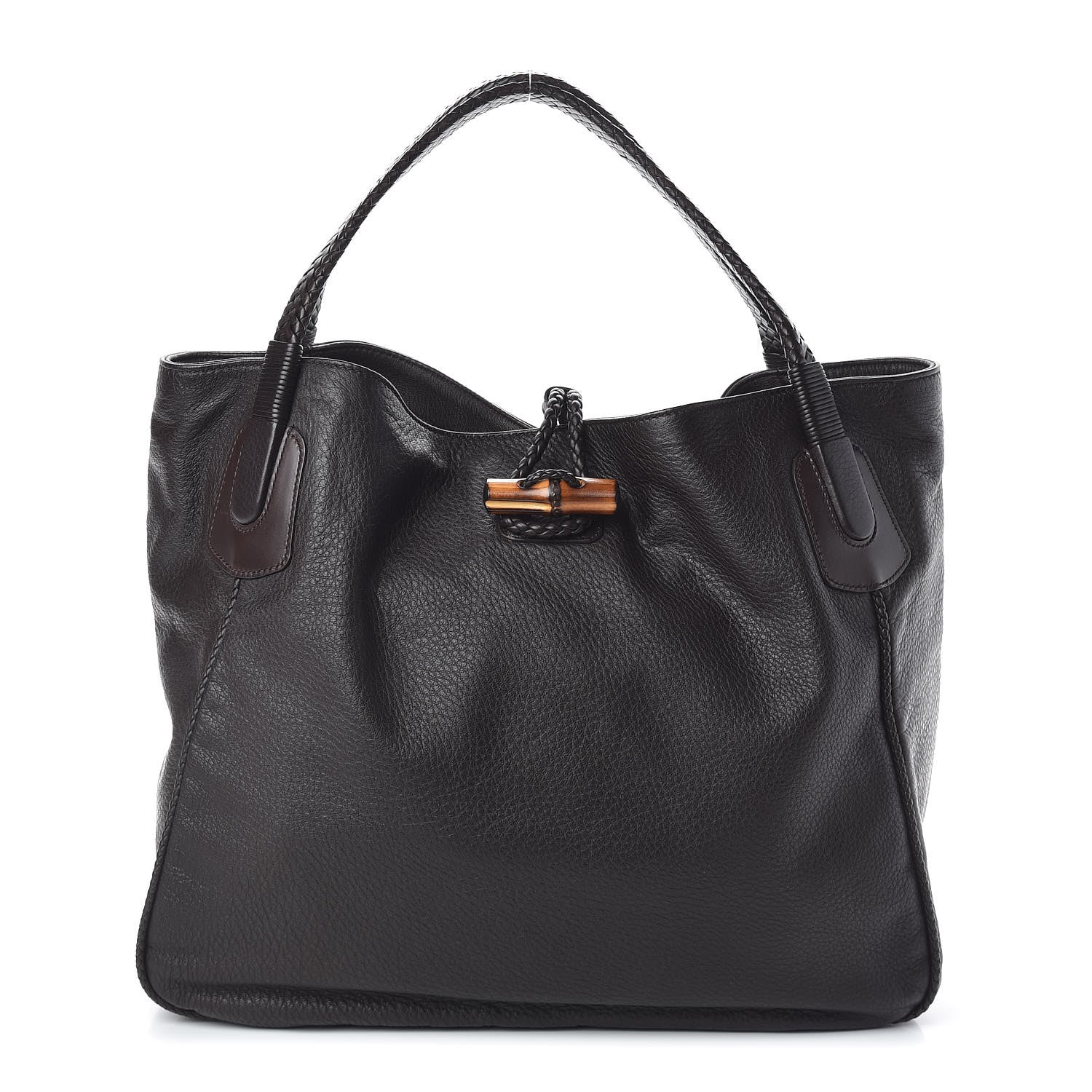 Gucci Deerskin Large Hip Bamboo Shoulder Bag Dark Cocoa 1 of 10