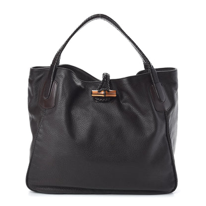 Gucci Deerskin Large Hip Bamboo Shoulder Bag Dark Cocoa 1 of 10