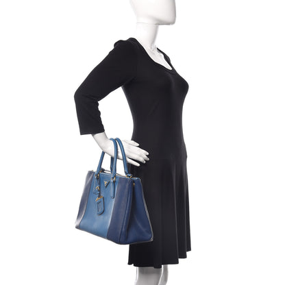 Prada Saffiano Lux Colorblock Medium Galleria Double Zip Tote Bluette Cobalto 3 of 13