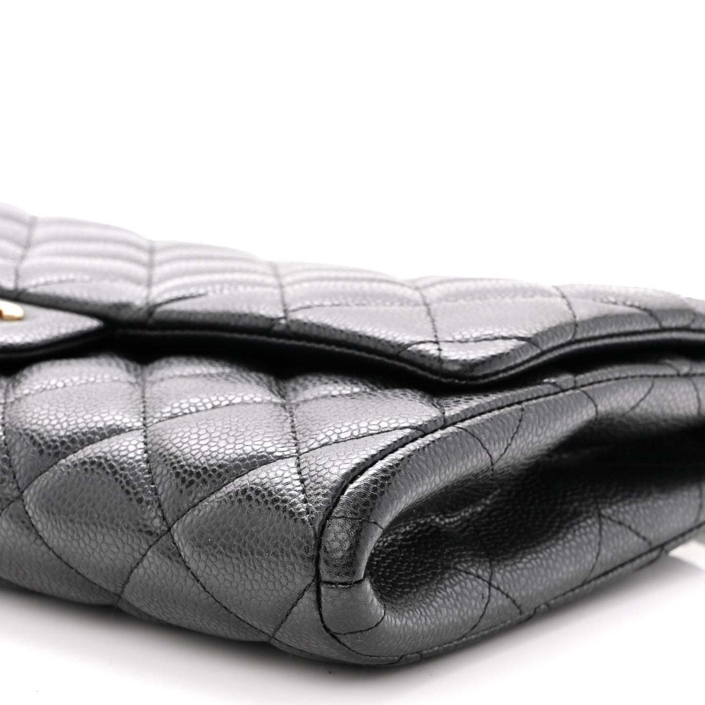 Caviar Quilted Clutch With Chain Flap Black