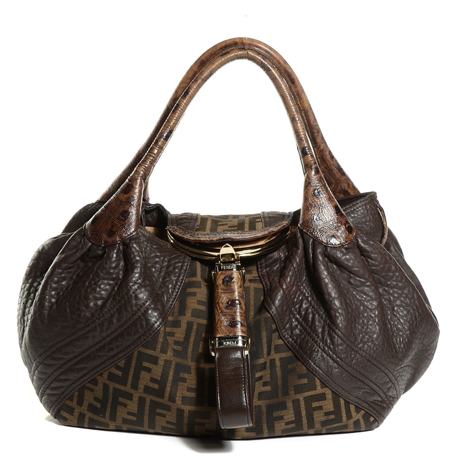 Fendi Zucca Nappa Nuvolata Vitello Tortuga Spy Tobacco Moro 1 of 9