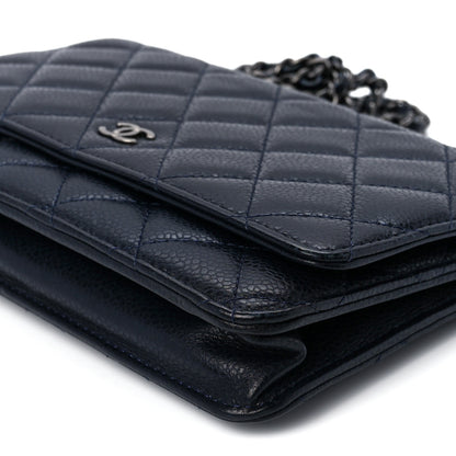 Chanel Caviar Quilted Wallet on Chain WOC Navy Blue 12 of 12