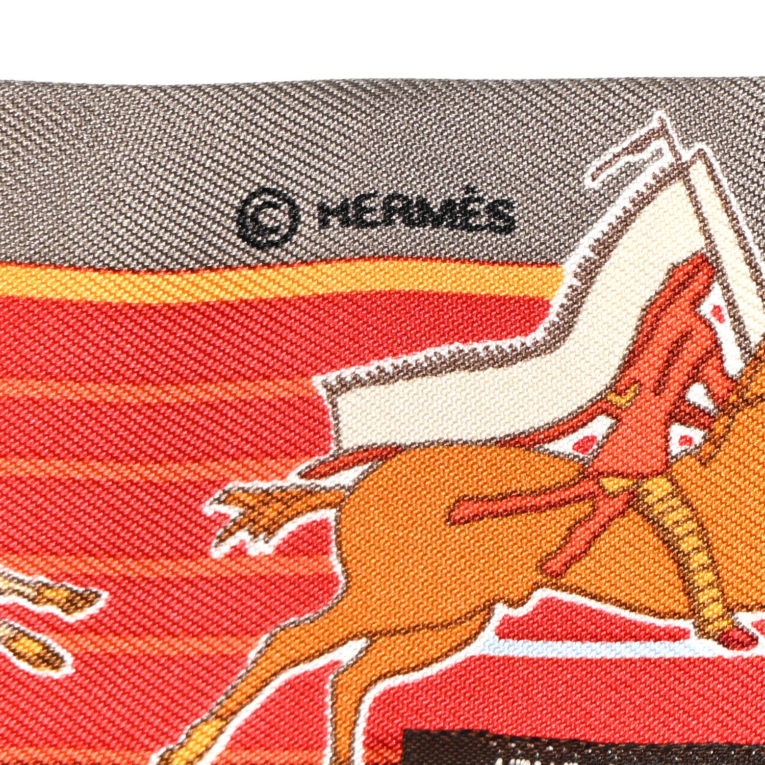Hermes Silk Pani La Shar Pawnee Twilly Etoupe Rouge Orange 3 of 5