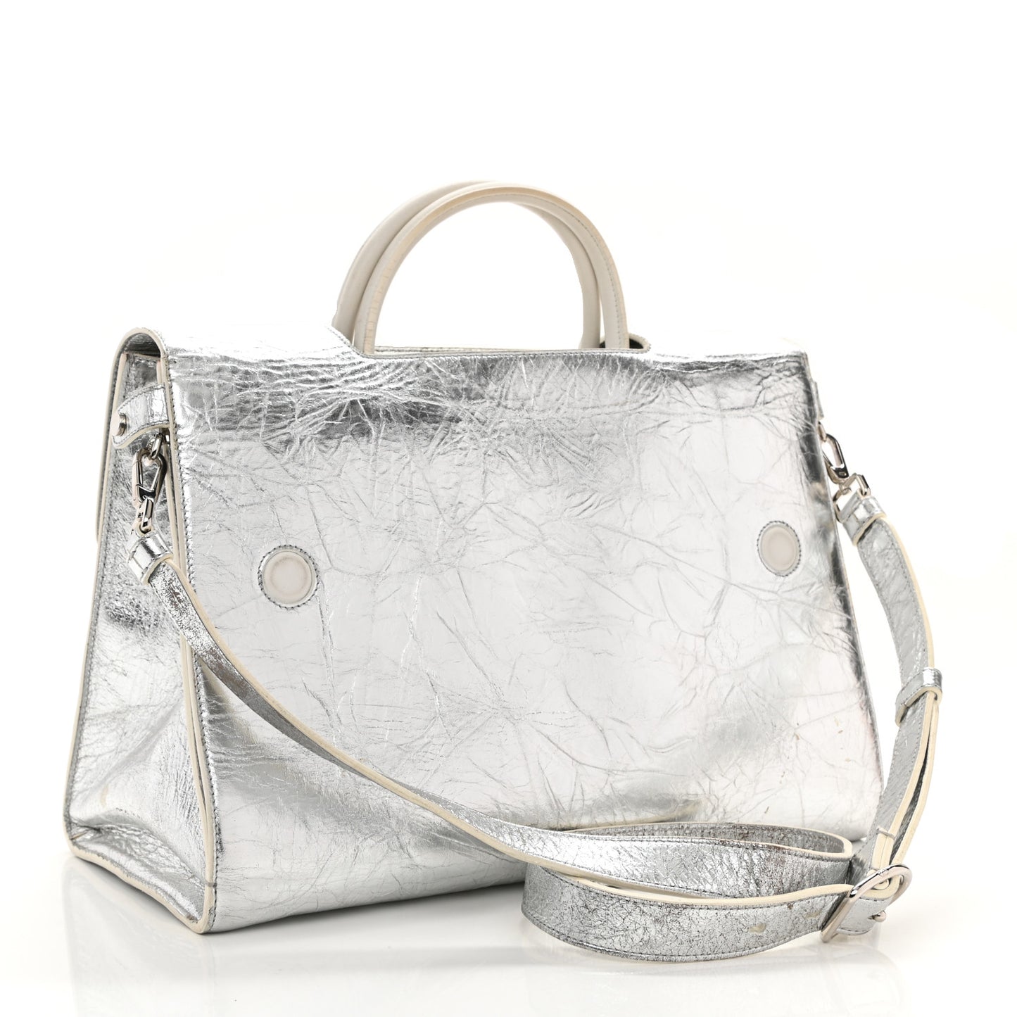 Metallic Calfskin Large Diorever Flap Silver