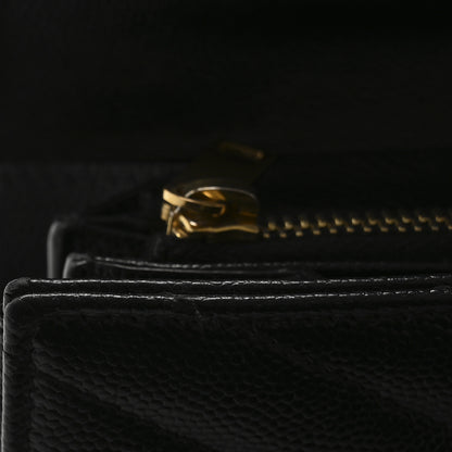 Saint Laurent Grain De Poudre Matelasse Chevron Monogram Flap Wallet Black 13 of 14