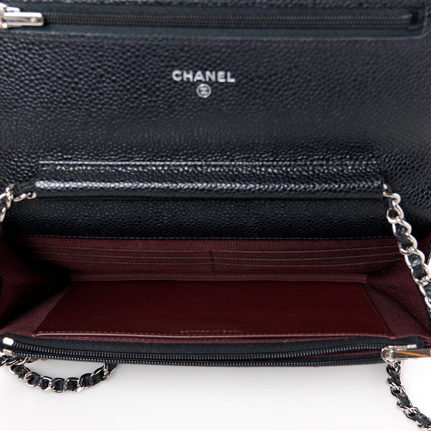 Caviar Quilted Wallet on Chain WOC Black