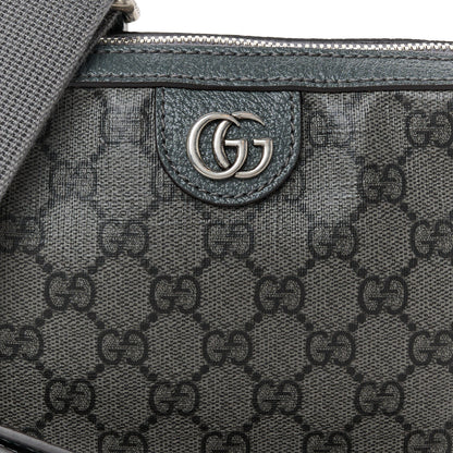 Gucci GG Supreme Monogram Textured Dollar Calfskin Web Ophidia Wristlet Shoulder Bag Grey Black Graphite Grey 9 of 11