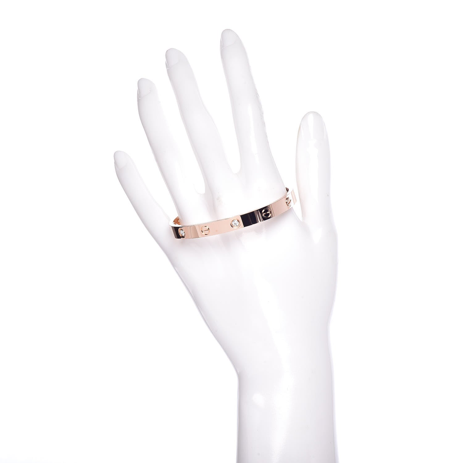 Cartier 18K Pink Gold 4 Diamond LOVE Bracelet 17 2 of 6