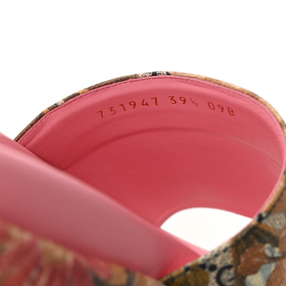 Gucci GG Supreme Monogram Water Flora Angelina Platform Slide Sandals 39.5 Beige Blue Multicolor 8 of 8