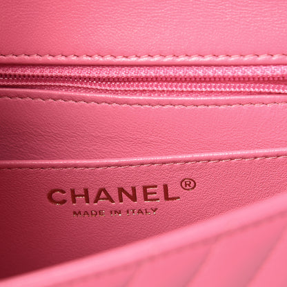 Chanel Lambskin Chevron Quilted Mini Square Flap PInk 6 of 10