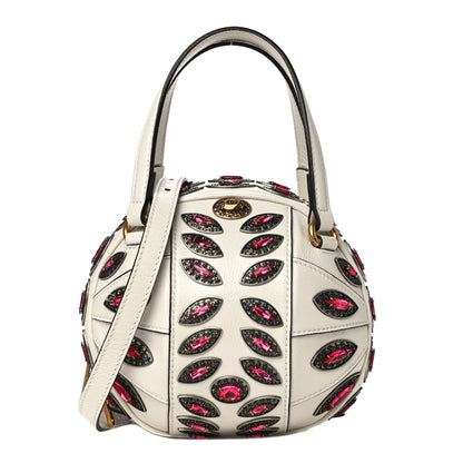 Gucci Calfskin Crystal Mini Tifosa Baseball Shaped Shoulder Bag White Fuchsia 1 of 16