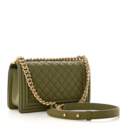Chanel Caviar Quilted Medium Boy Flap Khaki 2 of 11