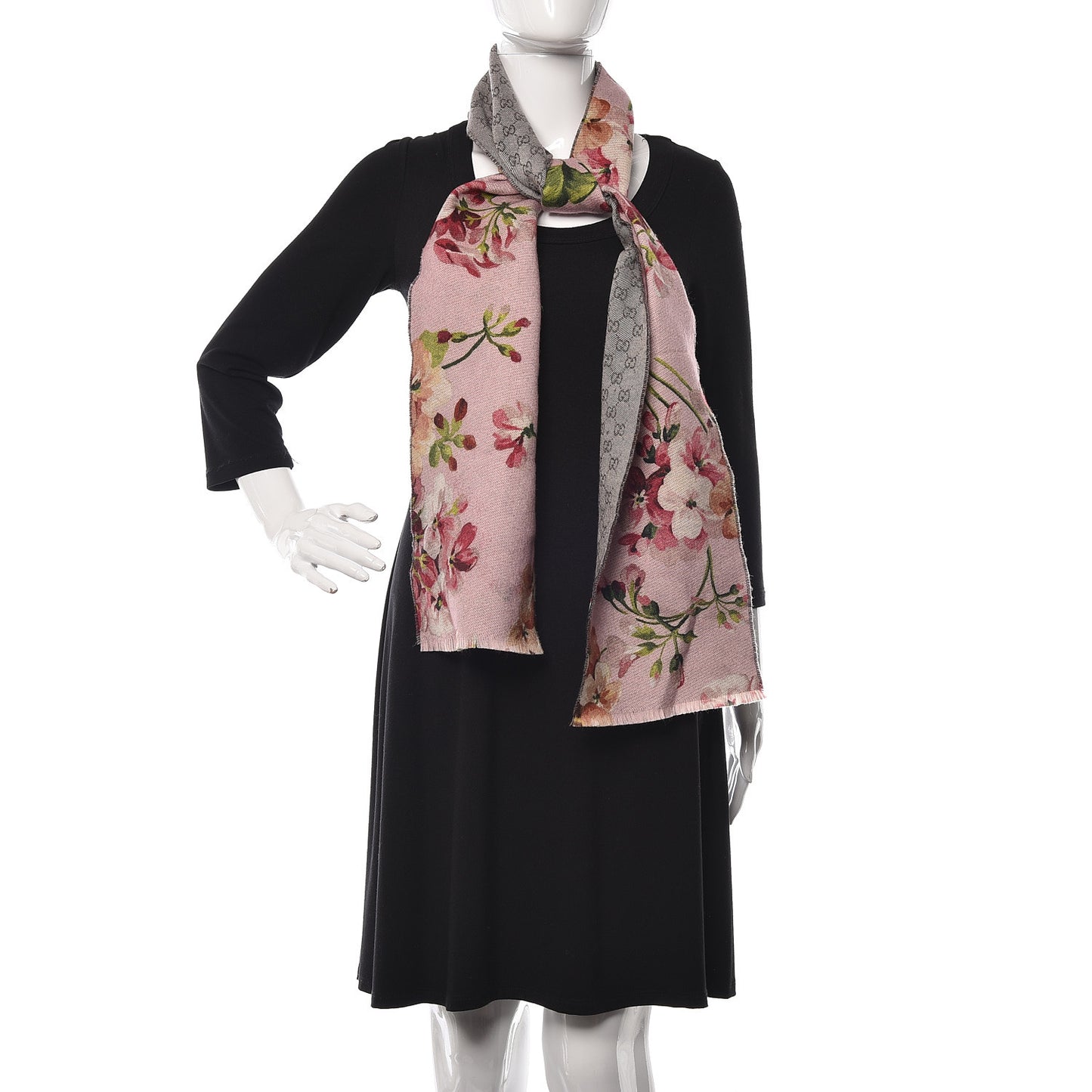 Wool GG Monogram Miniorophin Scarf Shell Pink