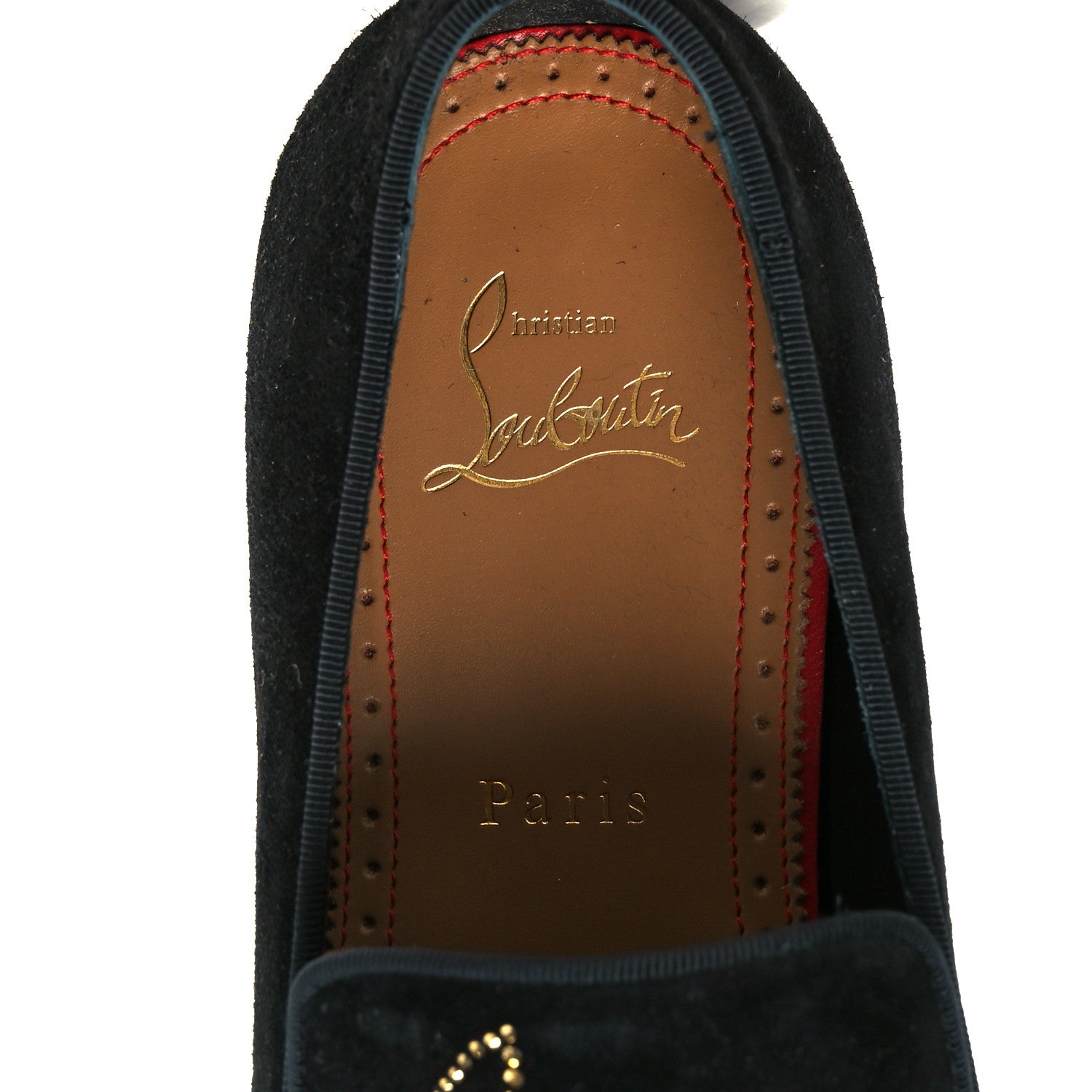 Christian Louboutin Veau Velours Strass Mens Navy Dandelion Flat Loafers 39 Black Cry Aurum Gold 13 of 19