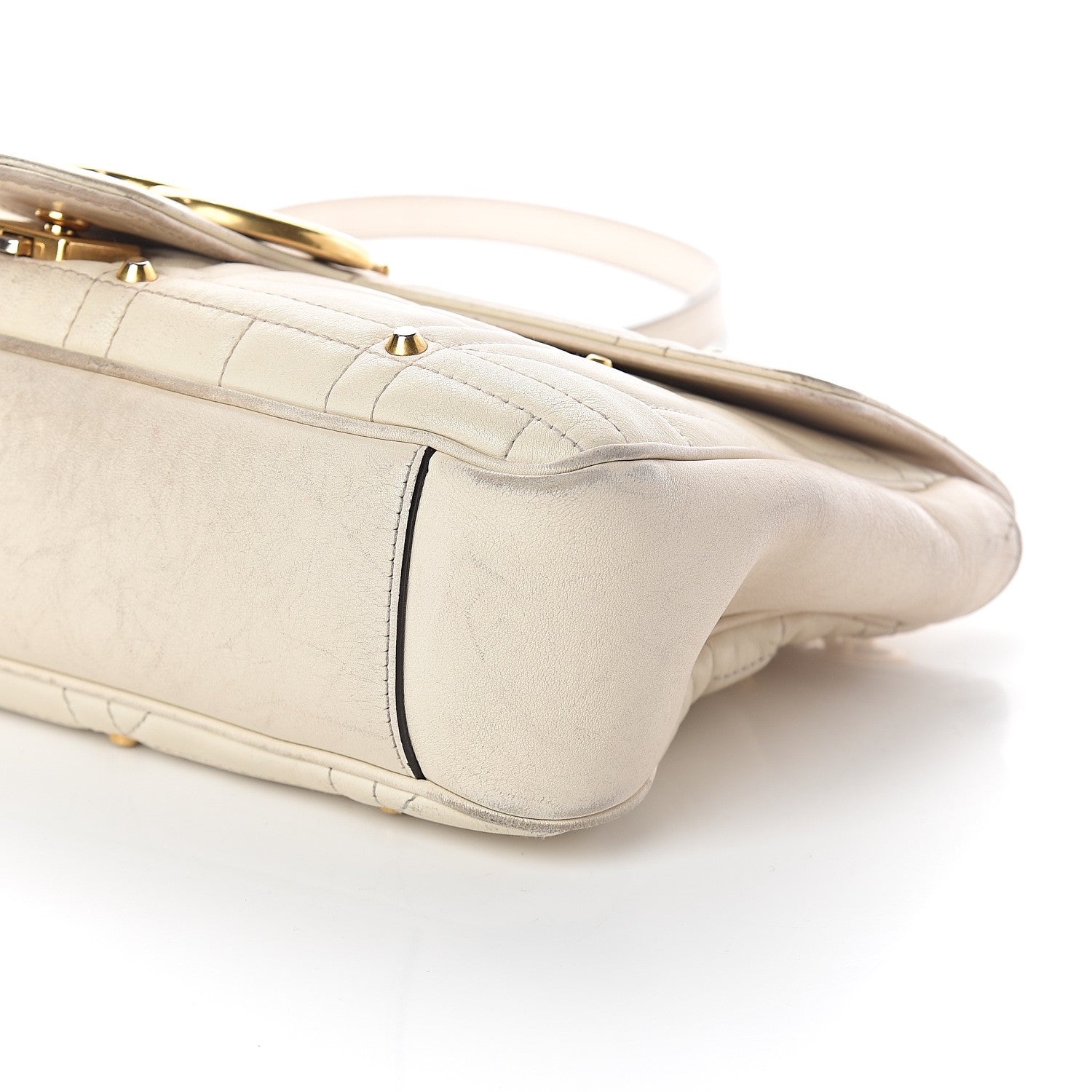 Gucci Calfskin Matelasse Studded Medium GG Marmont Shoulder Bag White 8 of 8
