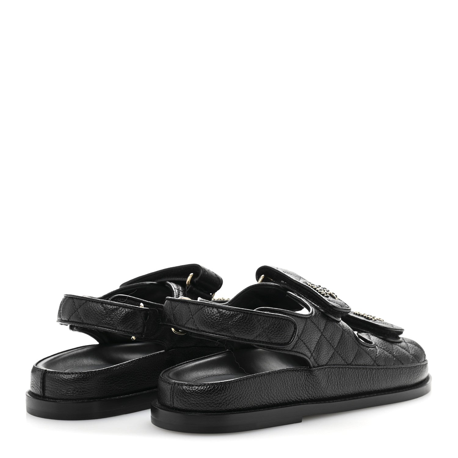 Chanel Grained Calfskin Velcro Dad Sandals 38 Black 5 of 10
