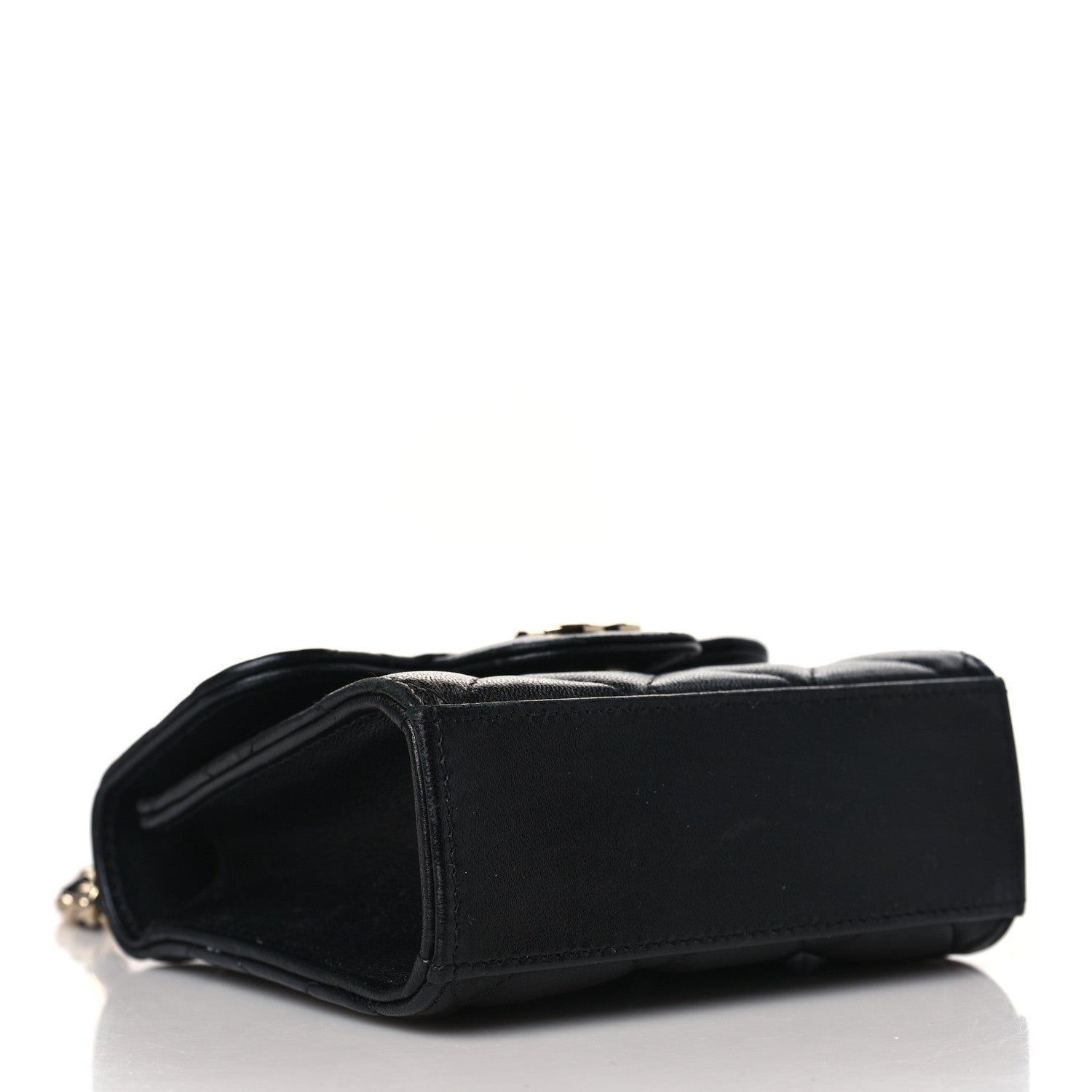 Chanel Lambskin Quilted Top Handle Flap Clutch With Chain Black 3 of 9