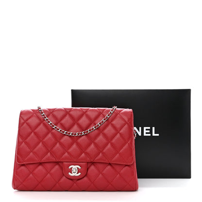 Chanel Caviar Quilted Clutch With Chain Flap Red 13 of 13