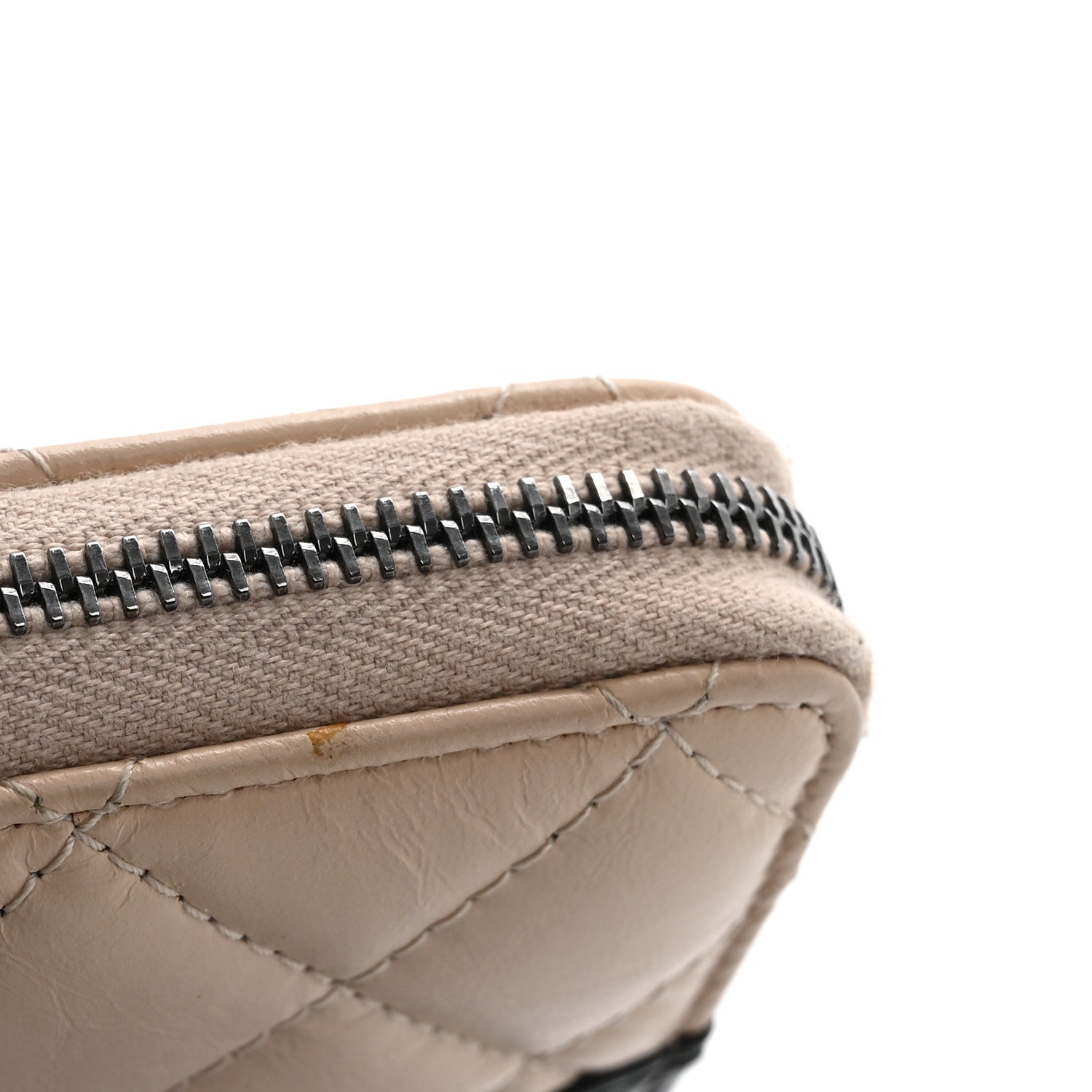 Chanel Aged Calfskin Quilted Small Gabrielle Zip Around Wallet Beige Black 10 of 14