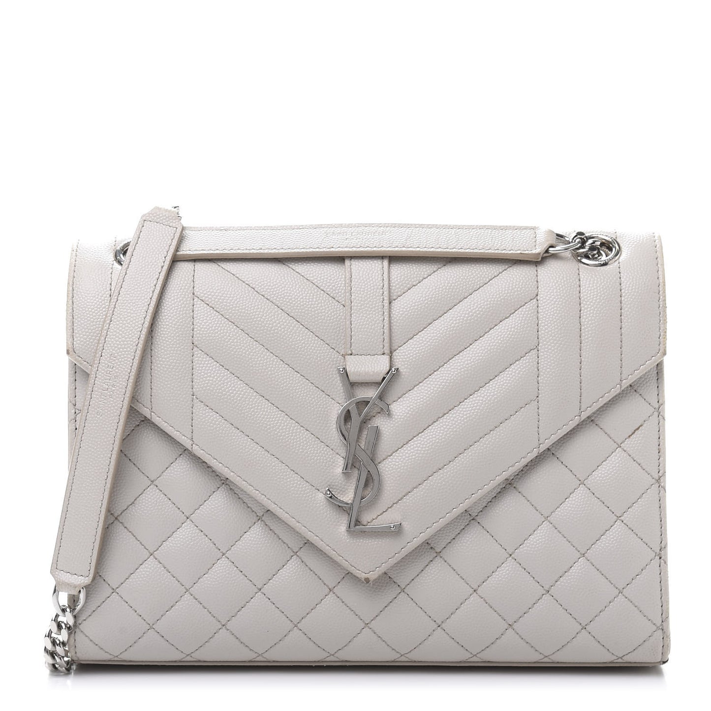 Grain De Poudre Textured Mixed Matelasse Medium Triquilt Monogram Satchel Porcellana
