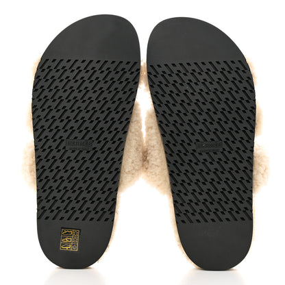 Hermes Woolskin Womens Chypre Sandals 38 Ecru 5 of 9
