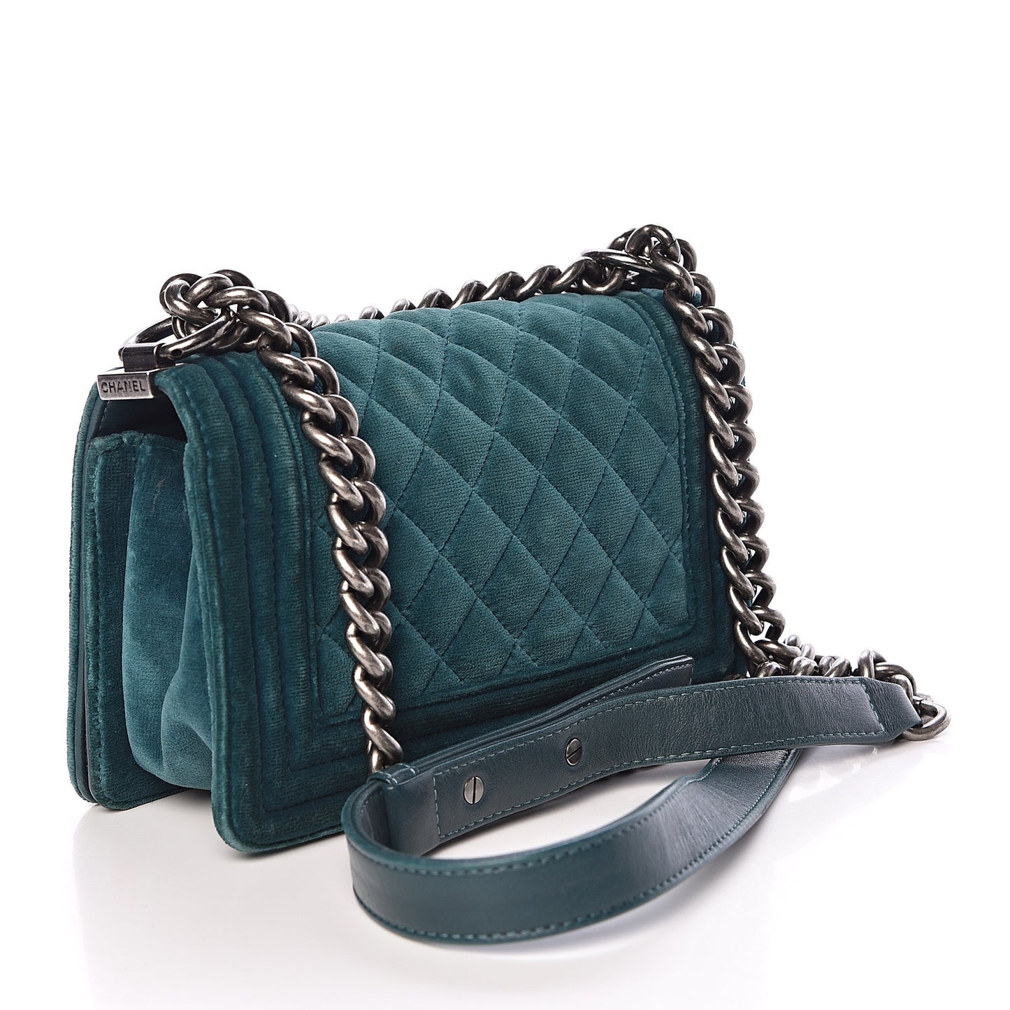 Velvet Quilted Small Boy Flap Turquoise