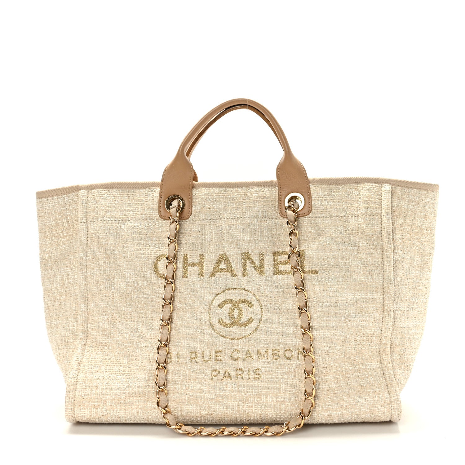 Chanel Canvas Medium Deauville Tote Light Beige 1 of 9
