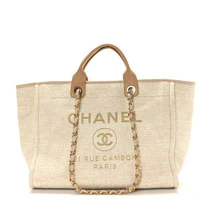 Chanel Canvas Medium Deauville Tote Light Beige 1 of 9