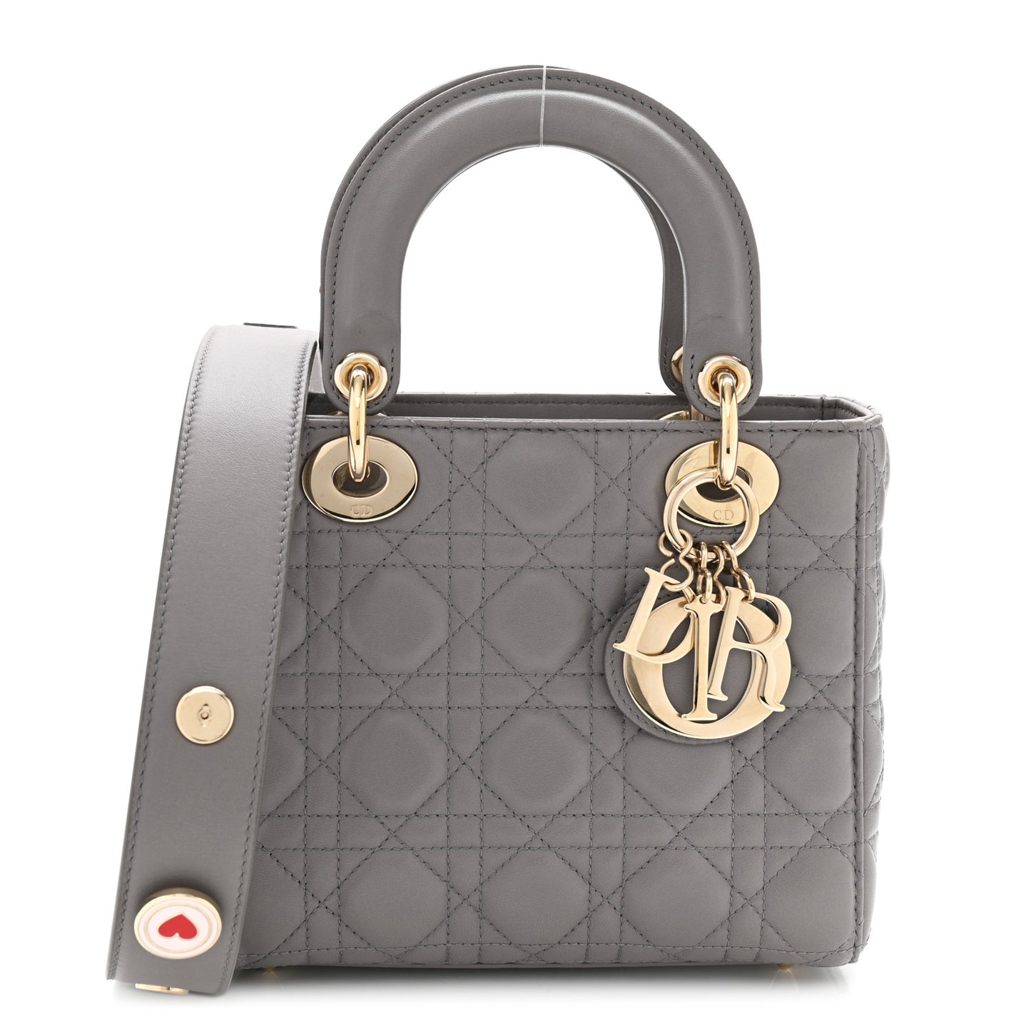 Lambskin Cannage Small Lucky Badges My Lady Dior Grey
