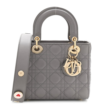 Christian Dior Lambskin Cannage Small Lucky Badges My Lady Dior Grey 1 of 19